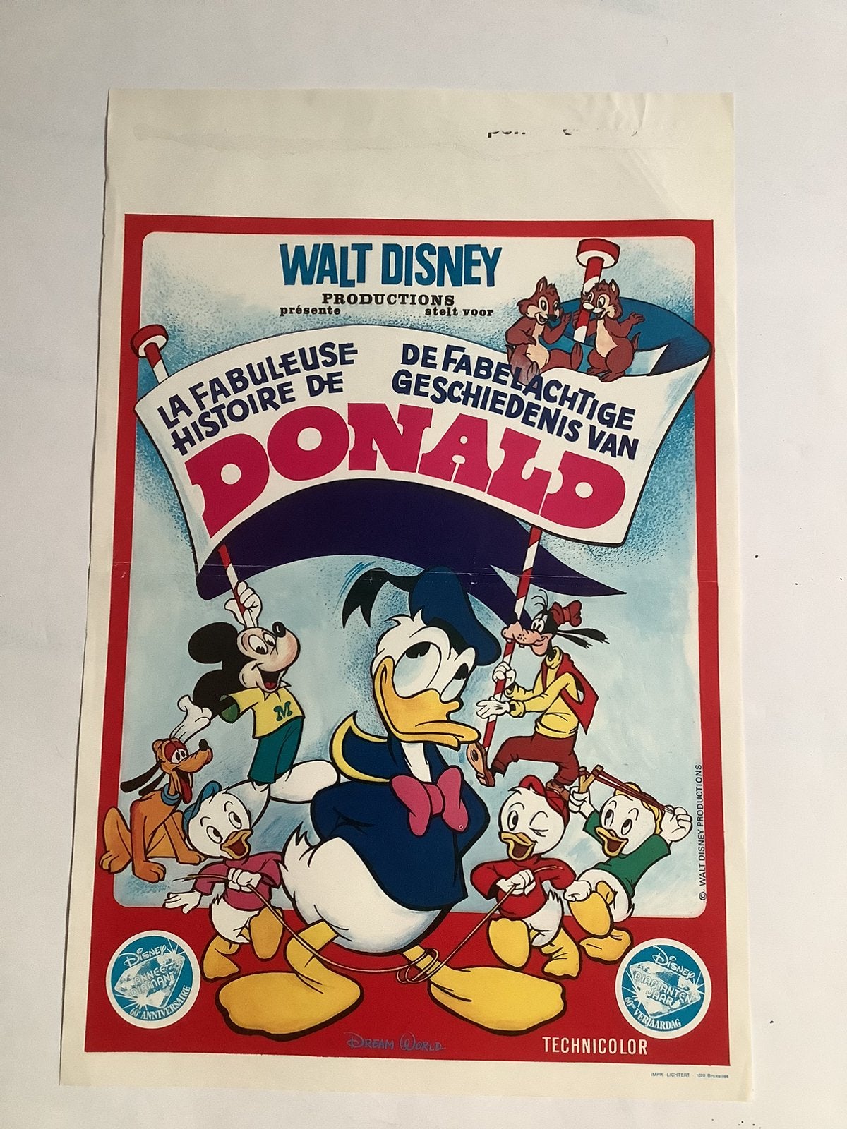DONALD   filmposter    36-54 cm   Used, Ophalen of Verzenden, Overige figuren, Zo goed als nieuw, Plaatje of Poster