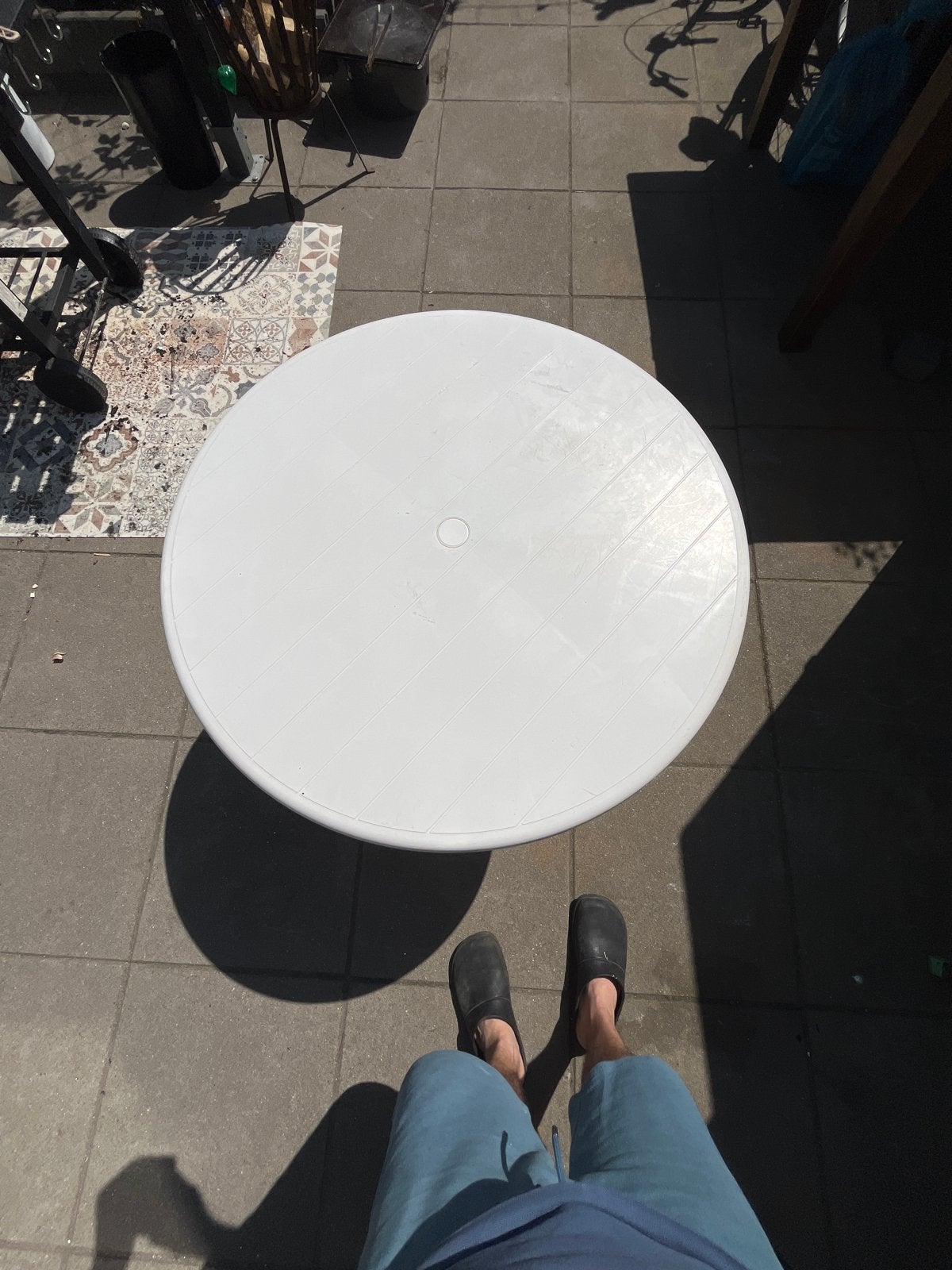Witte ronde tuintafel van kunststof, Ophalen, Gebruikt, Rond, Kunststof
