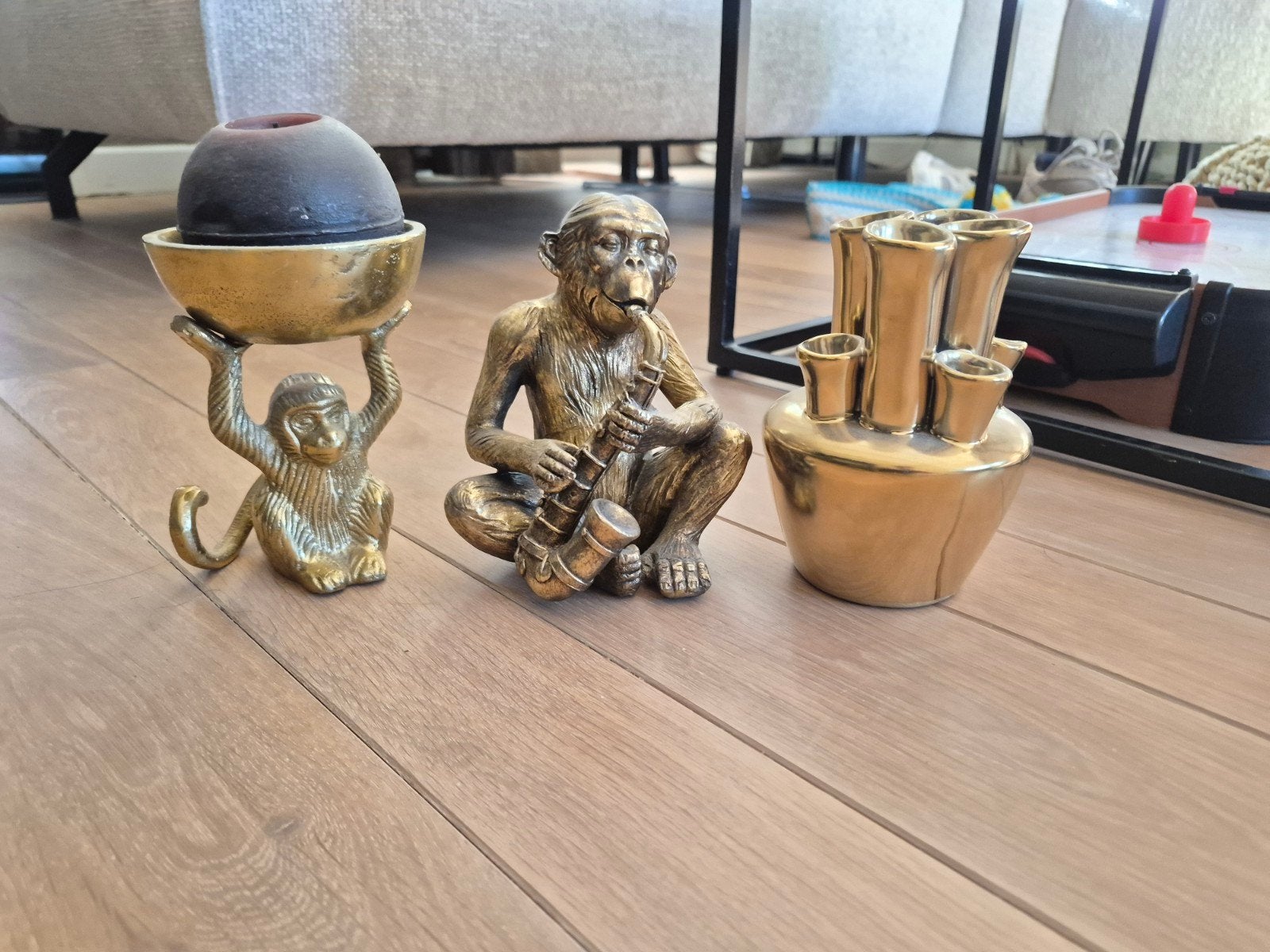 Decoratieve apen en vaas - Bronskleurig, Ophalen of Verzenden