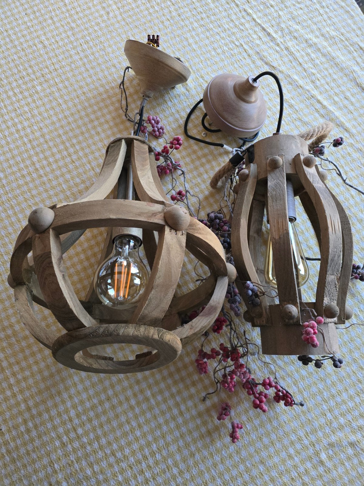 **NIEUW**2X VERSCHILLENDE LAMPEN - INFO ZIE ADVERTENTIE, Ophalen of Verzenden, Nieuw, Hout, Landelijk, sober, vintage