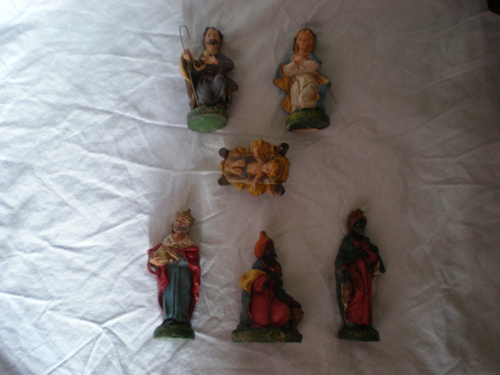 12 vintage Italiaanse papier-maché kerstfiguren. Fontanini., Ophalen of Verzenden, Gebruikt