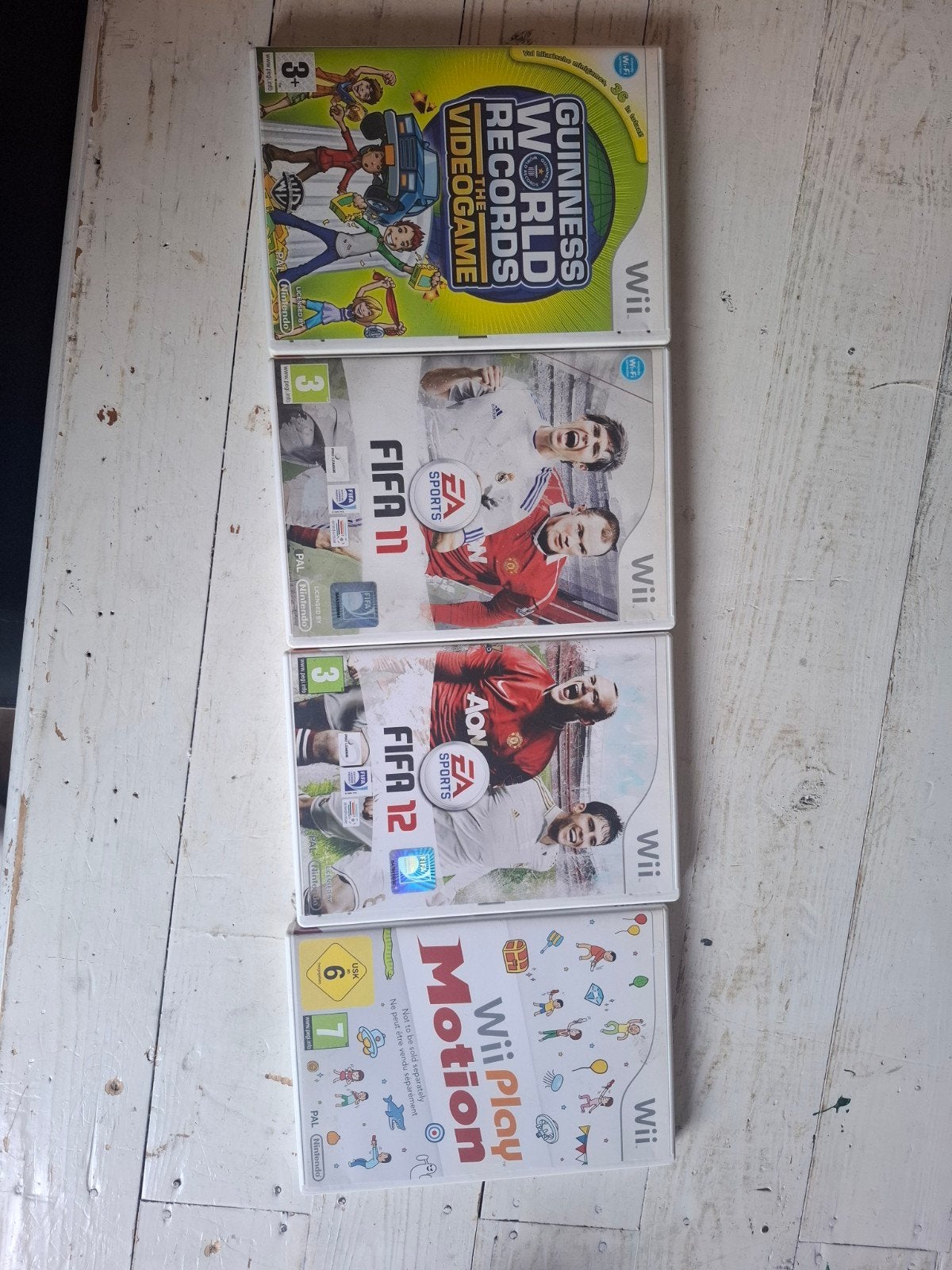 Wii SpellenBundel: FIFA 11, FIFA 12, Guinness, Wii Play Moti, Spelcomputers en Games, Games | Nintendo Wii, Gebruikt, Eén computer