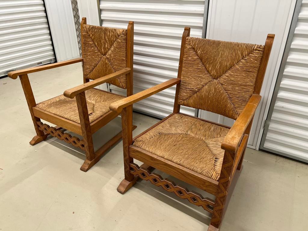 Franse Art Deco Wicker Fauteuil Francis Jourdain 1920-1940, Antiek en Kunst, Ophalen of Verzenden