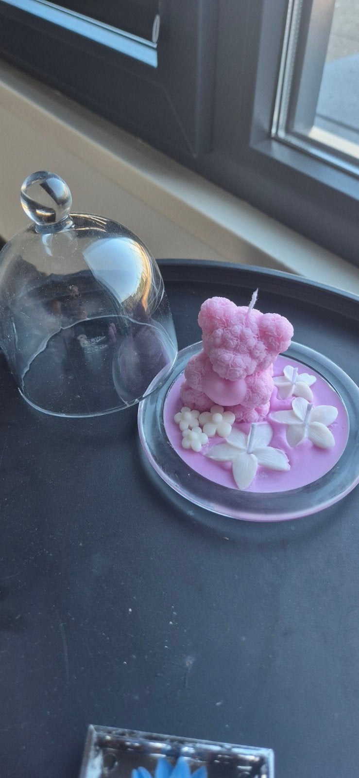 Schattige Roze Teddybeer Soja Wax Kaars in Glazen Stolp, Overige materialen, Overige stijlen, Nieuw, Roze