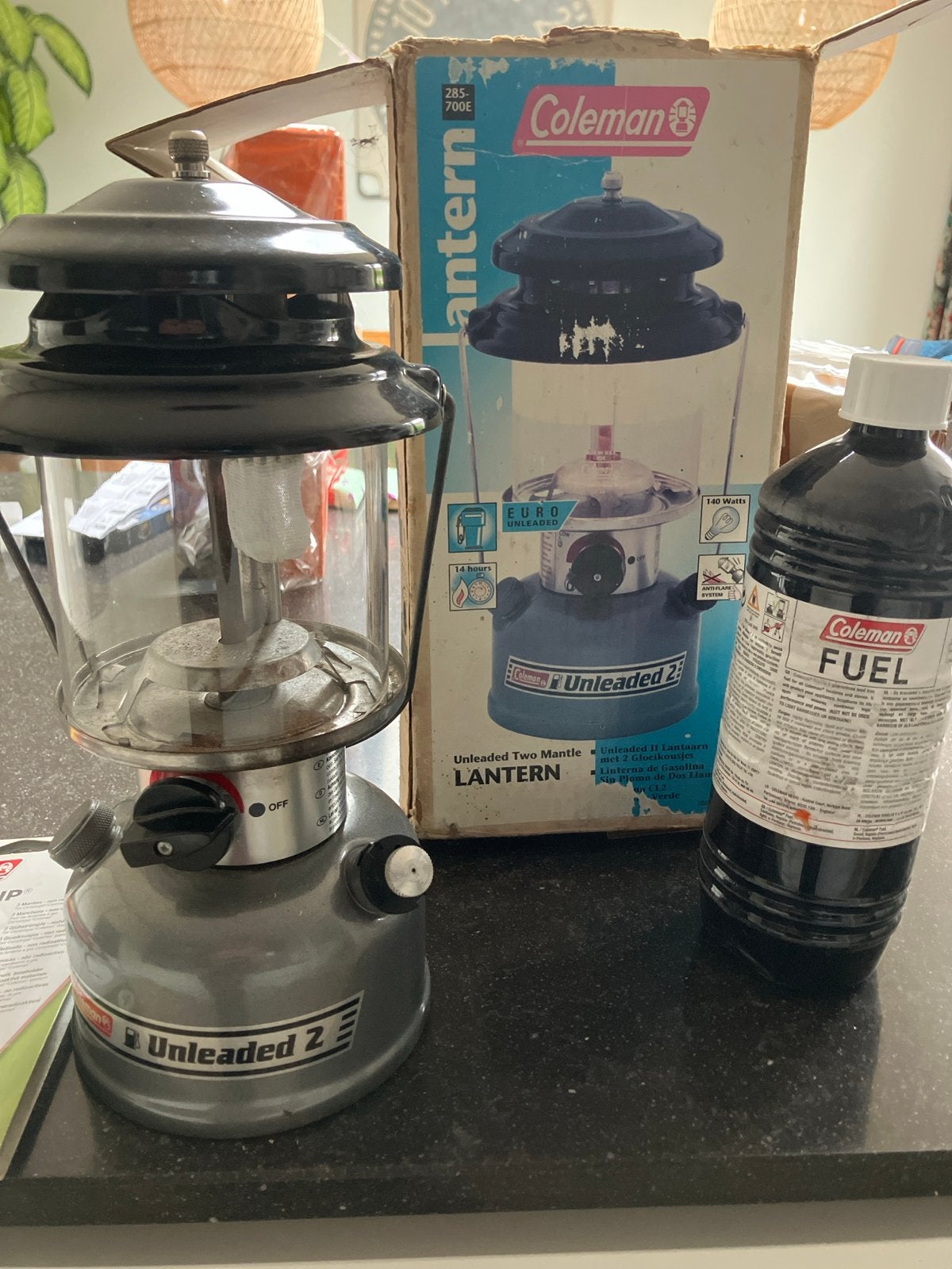Coleman Unleaded 2 Lantaarn met brandstof en mantels, Ophalen of Verzenden, Gebruikt