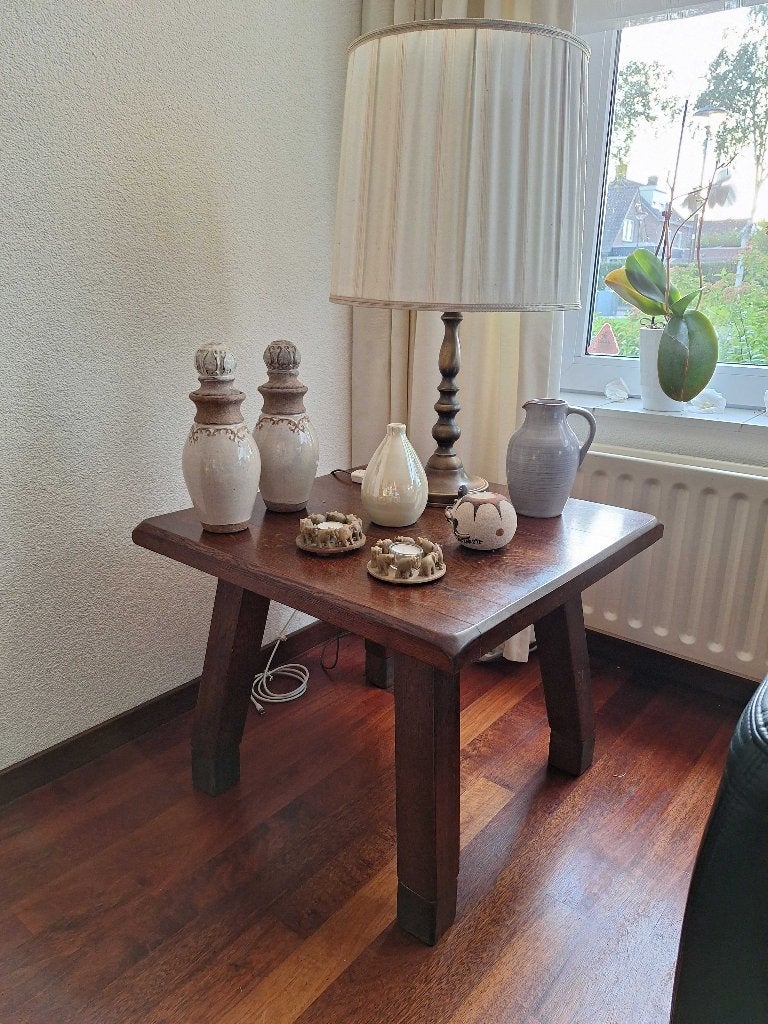 Mooi eikenhouten bijzettafel, Ophalen, Gebruikt, 50 tot 100 cm, Klassiek