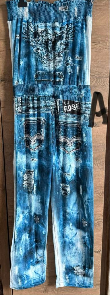 Nieuwe Jumpsuit M/L met Strasssteentjes en Zakken, Ophalen of Verzenden, Nieuw, Maat 38/40 (M), Blauw