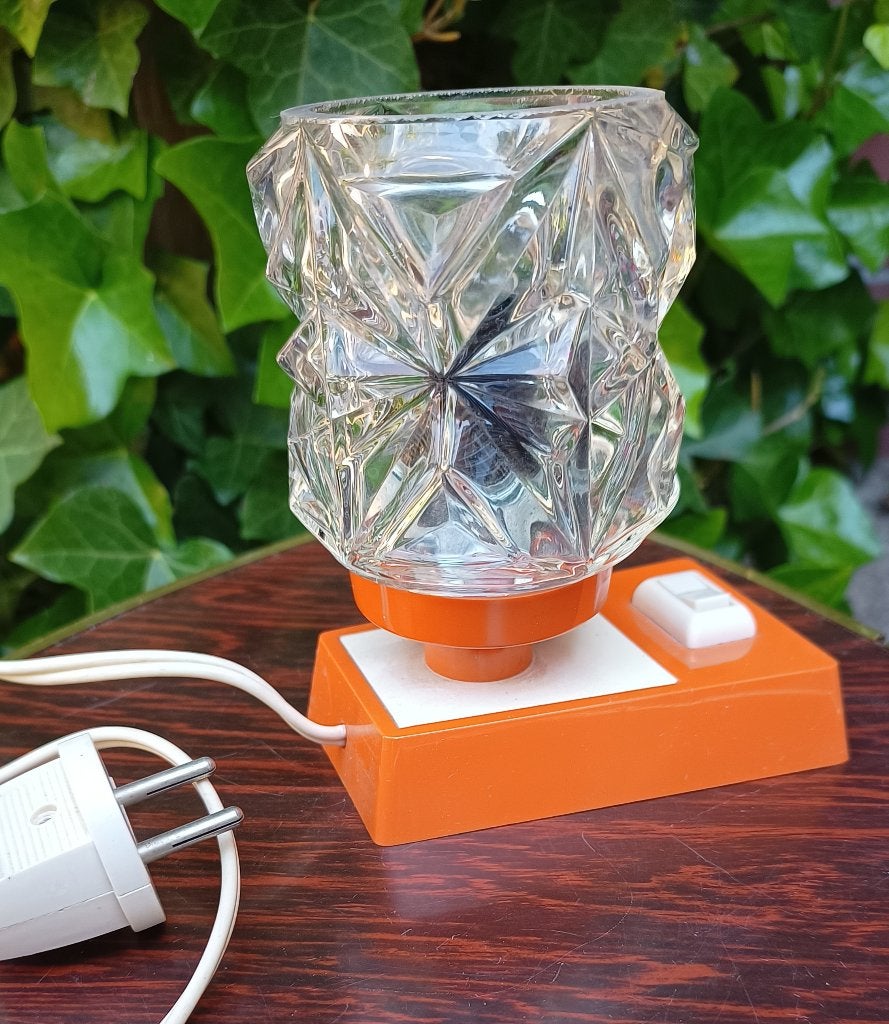 oranje vintage tafellampje - bedlampje - nachtlampje - 60s, Overige merken, Vintage, Oranje, Met schakelaar