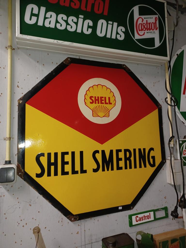 Emaille reclamebord Shell Smering., Verzamelen, Ophalen, Zo goed als nieuw, Reclamebord