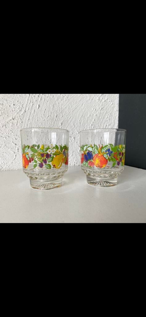 set:  2 JAREN ‘70 SAP/LIMONADE GLAASJES, Glas of Glazen, Ophalen of Verzenden, Overige stijlen, Glas