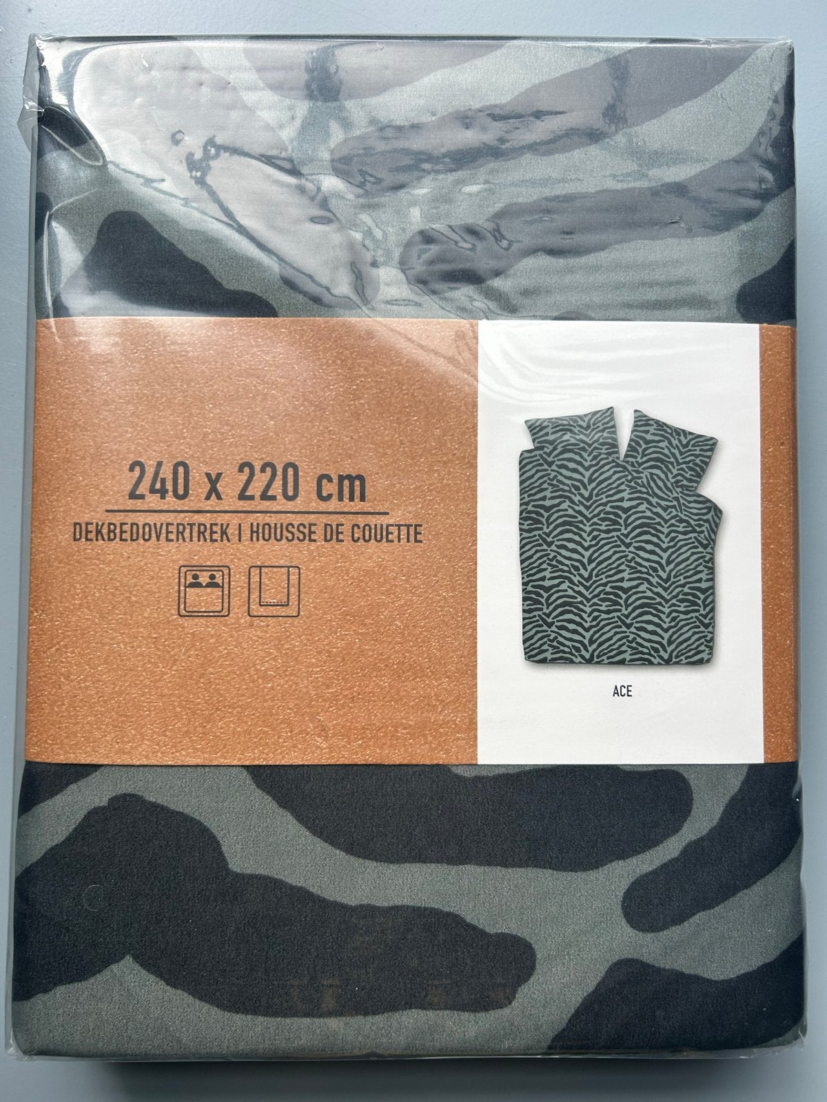 Dekbedovertrek 240x220 cm met zebraprint - Grijs/Zwart, Huis en Inrichting, Slaapkamer | Beddengoed, Ophalen of Verzenden, Nieuw