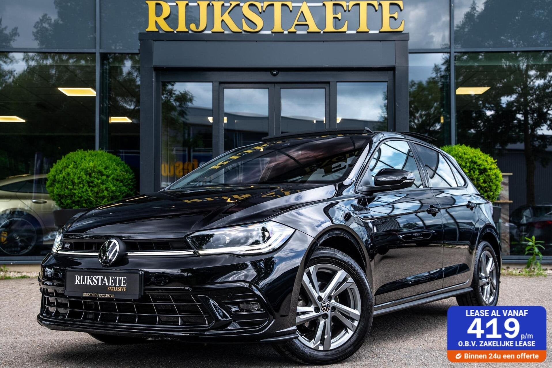 Volkswagen Polo 1.0 TSI R-Line|PANO|IQ LED|CAMERA|ACC|SFEERV, Gebruikt, 95 pk, Zwart, Bedrijf