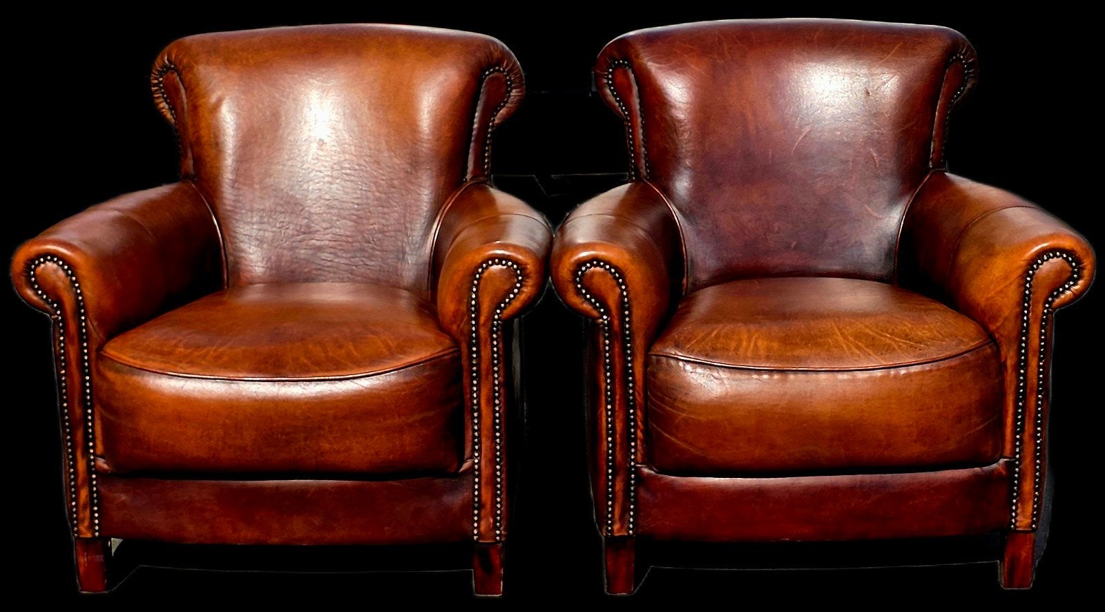 2x schapenleren DNG fauteuil cognac + BEZORGING GRATIS