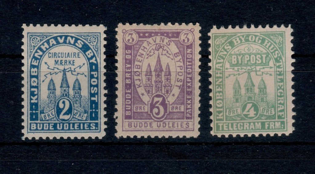 A225) Denemarken lokaal Kopenhagen o.a. telegraafzegel 3x, Ophalen of Verzenden, Denemarken, Postfris