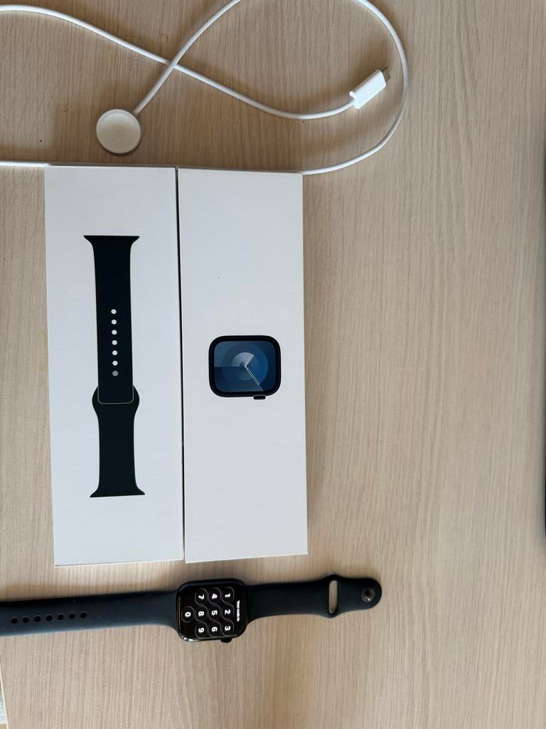 Apple Watch 9 Series Midnight Aluminium 45MM, Ophalen, Zo goed als nieuw, Zwart, IOS