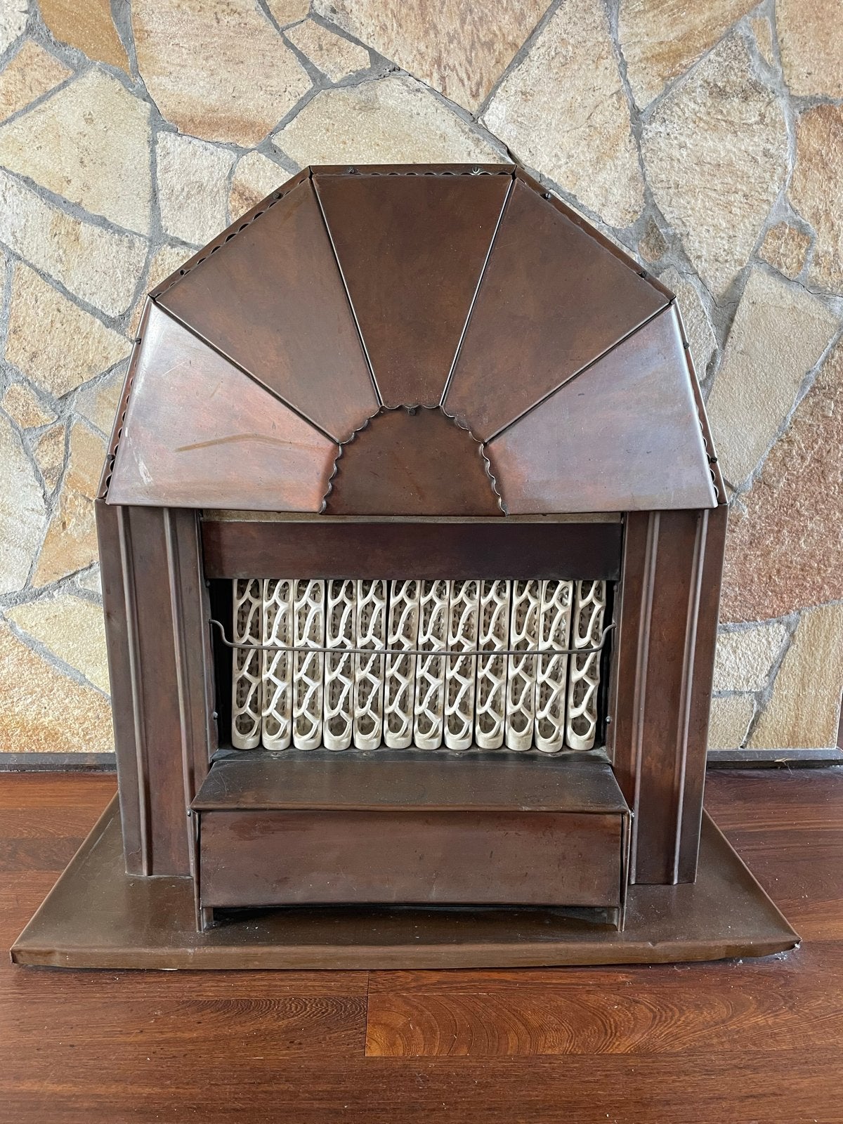 Vintage Vrijstaande Gaskachel - Koperkleurig, Huis en Inrichting, Ophalen, Gebruikt, Gas, Vrijstaand