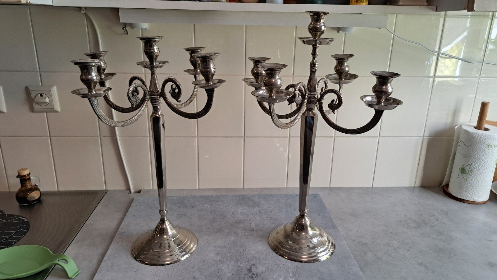 2 grote kandelaars, Ophalen of Verzenden, Zilver