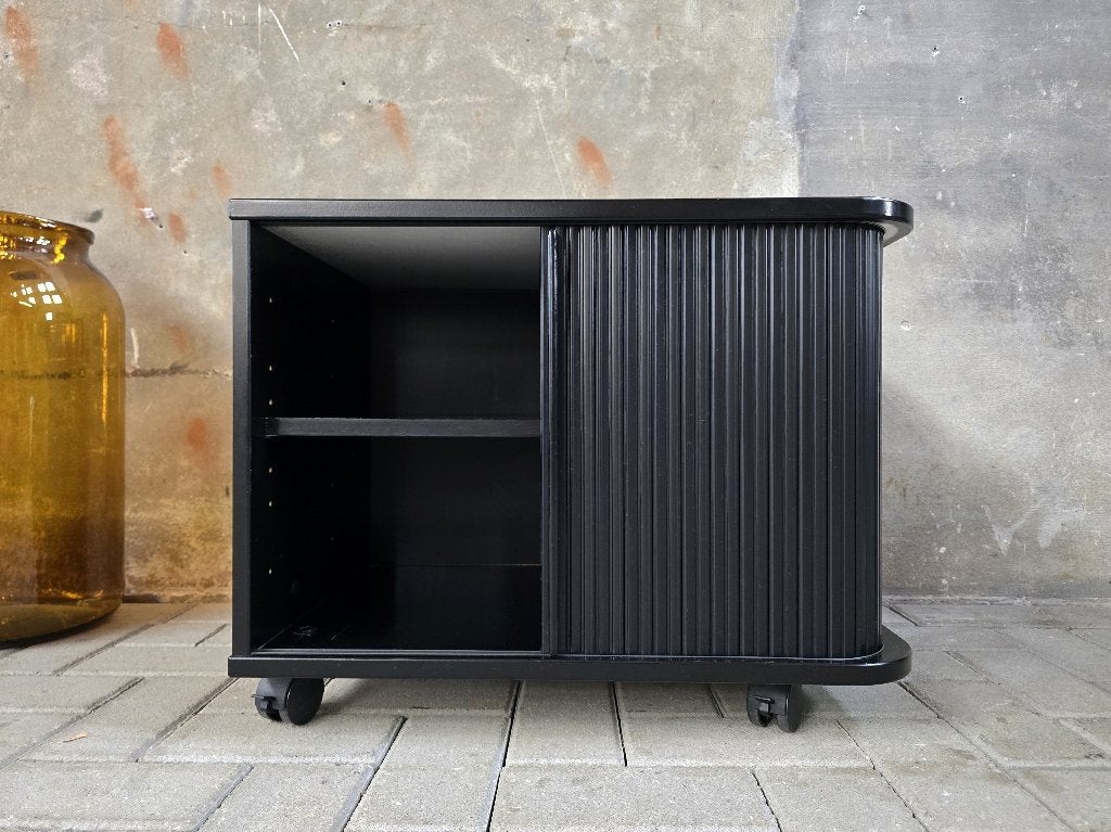 Jaren 80 Deens Design Dressoir | Denka Zwart Kleine Kast, Grenenhout, 25 tot 50 cm, Gebruikt, Met deur(en)