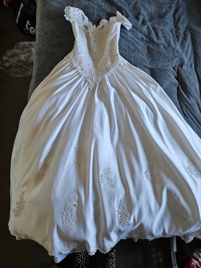 Titel:  UNIEK: Echte Vintage Sissi-jurk | Topkwaliteit Sati, Ophalen of Verzenden, Wit, Trouwjurk