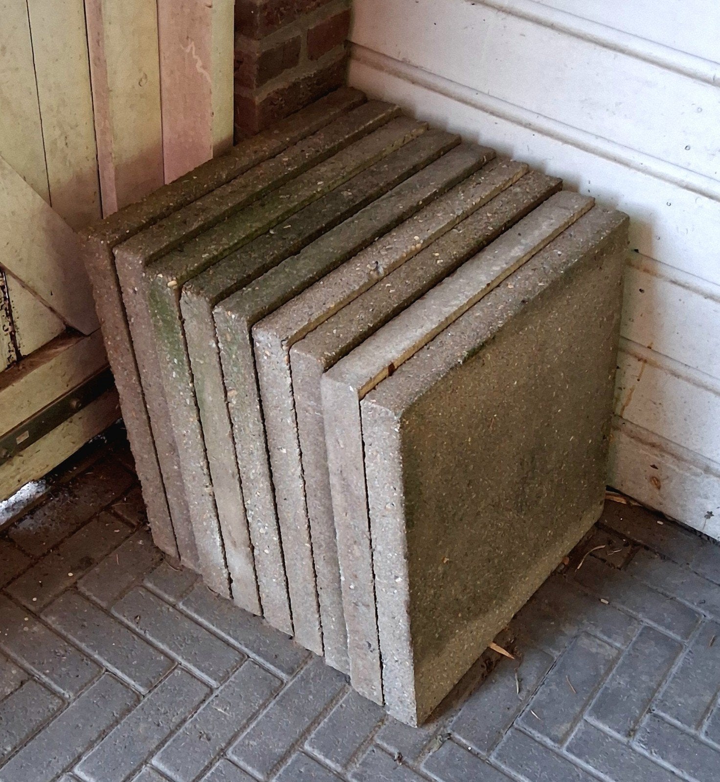 Gebruikte terrastegels 50 x 50 x 5 betontegels 9 stuks, Ophalen, Gebruikt, Minder dan 5 m², Beton