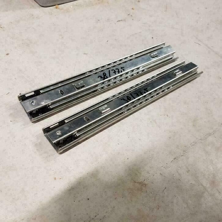 5x zware ladegeleiders met rem 38/77,5 cm voor een ladekast, Ophalen, Gebruikt, 50 tot 100 cm, Minder dan 100 cm