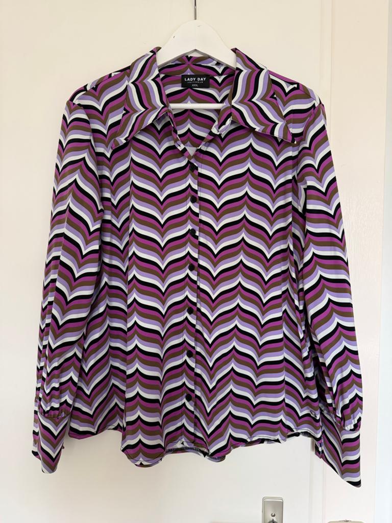 Lady Day Travelstof Blouse XXXL, Ophalen of Verzenden, Zo goed als nieuw, Maat 46/48 (XL) of groter, Paars