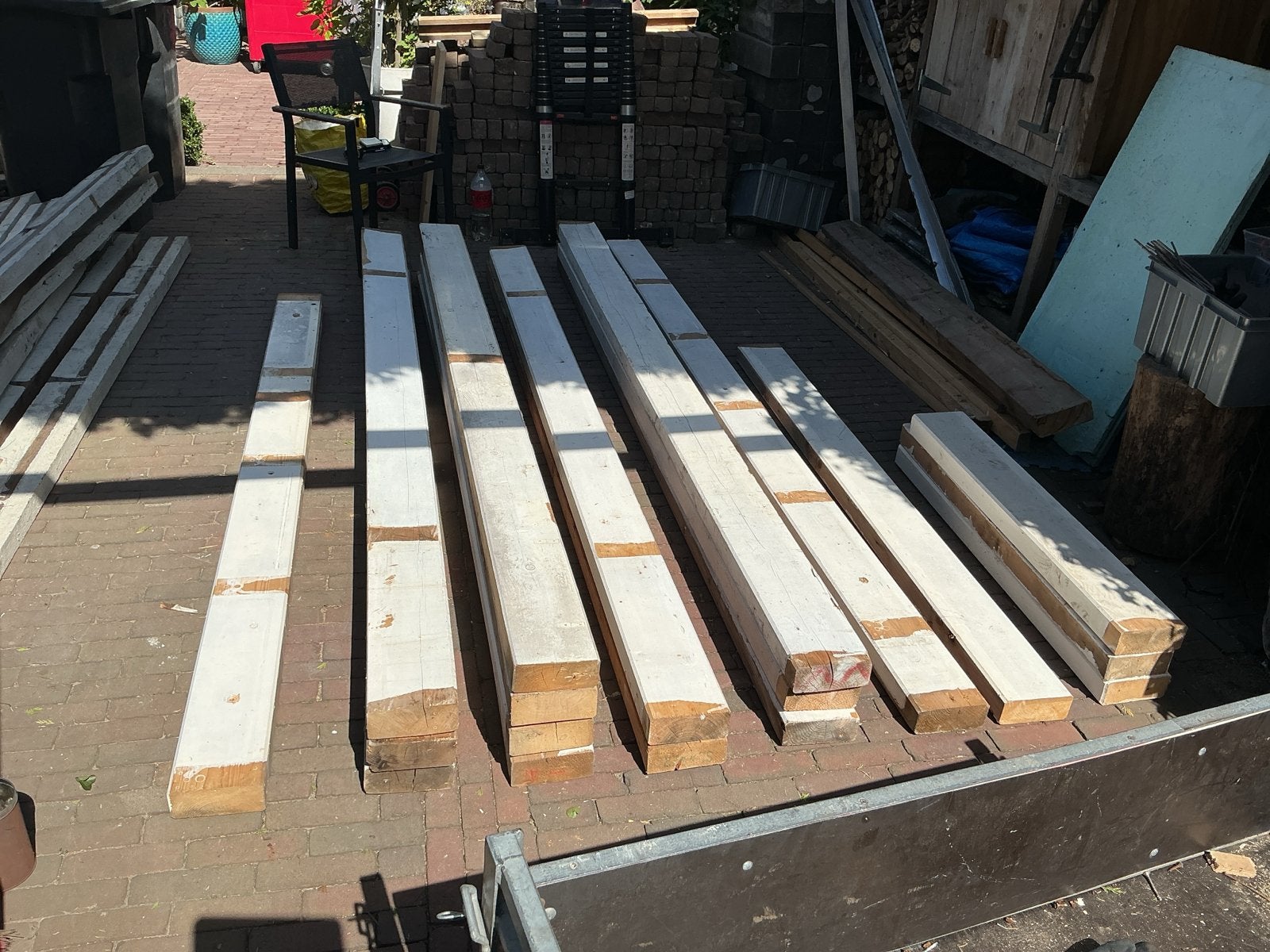 Geschaafde balken 165x65 mm,  (alles in één koop), Ophalen, Gebruikt, Balk, Overige houtsoorten