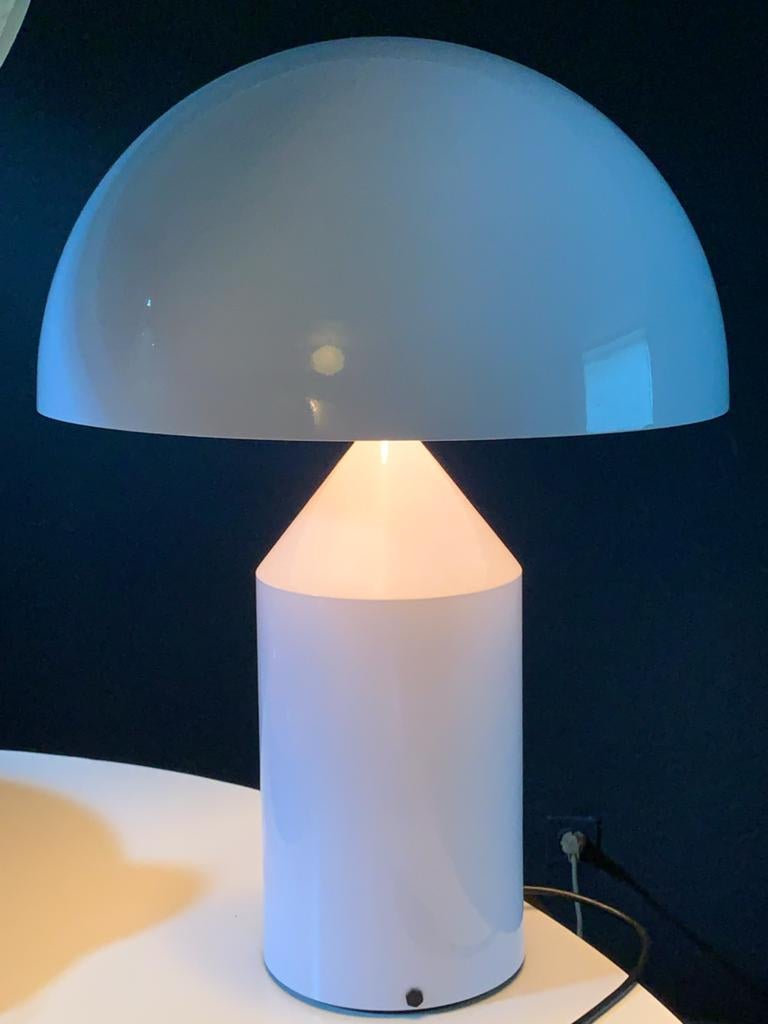 Vintage Atollo design Tafellamp Vico Magistretti 70 cm, Ophalen, Zo goed als nieuw, Metaal, 50 tot 75 cm