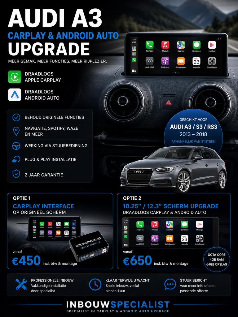 Audi A3 CarPlay & Android Auto | Interface of Scherm  Inbouw, Auto diversen, Ophalen, Nieuw