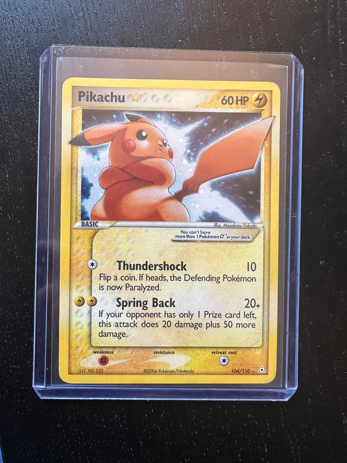 Pikachu Gold Star Holo Pokémon Kaart, Ophalen of Verzenden, Zo goed als nieuw, Losse kaart, Foil