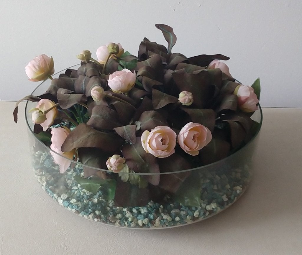 bloem sier kunst in glazen kom, volgnr 34, Binnen, Gebruikt, Handgemaakt, Ophalen of Verzenden