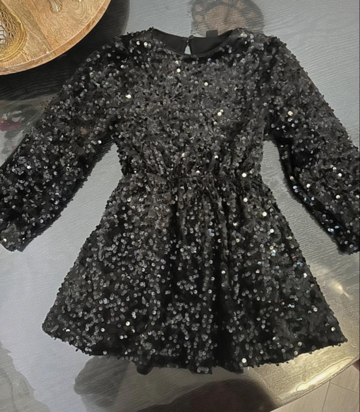 Zwarte Glitter Jurk Maat 104, Ophalen of Verzenden, Zo goed als nieuw, Meisje, Jurk of Rok