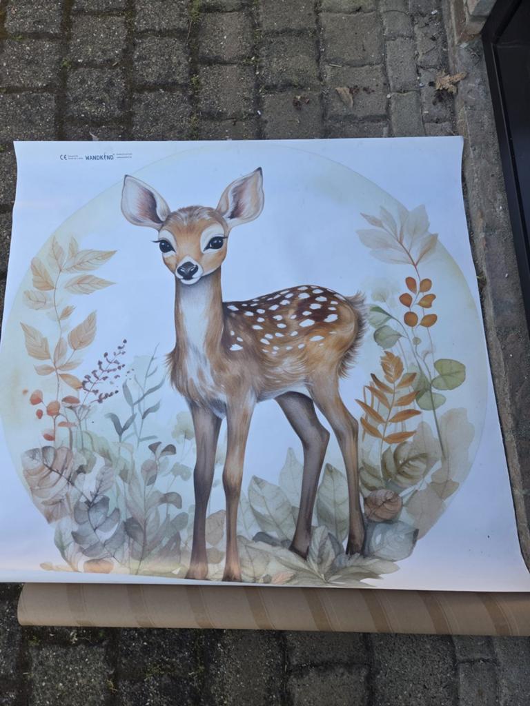Bambi muursticker rond, Ophalen, Schilderij
