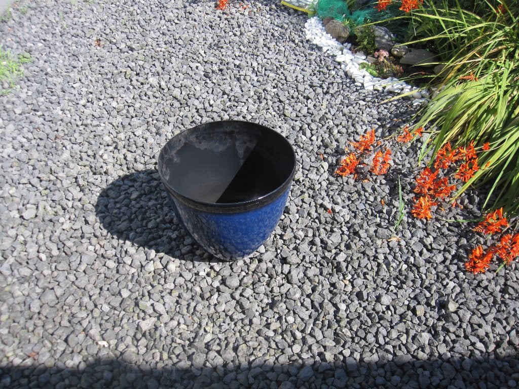 Kunststof bloembakken blauw en groen, Ophalen, Rond, Kunststof, Minder dan 30 cm
