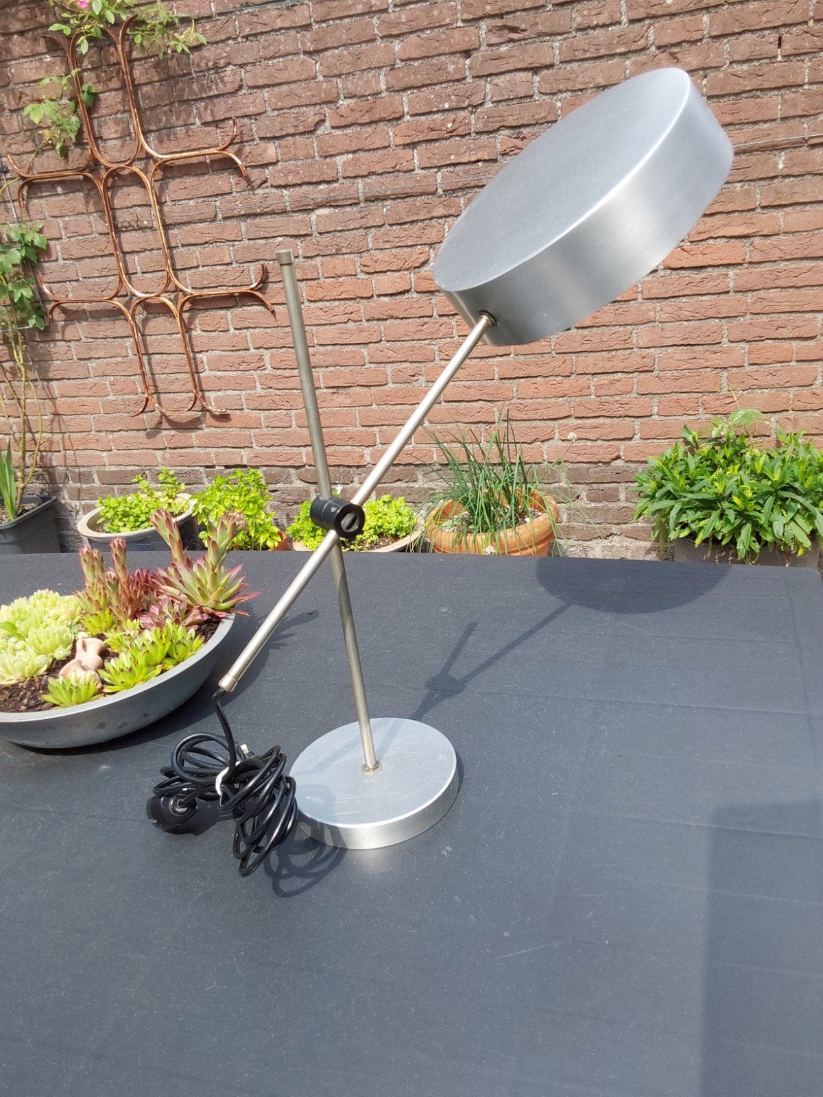 Zilverkleurige Bureaulamp Jaren '60, Antiek en Kunst, Ophalen