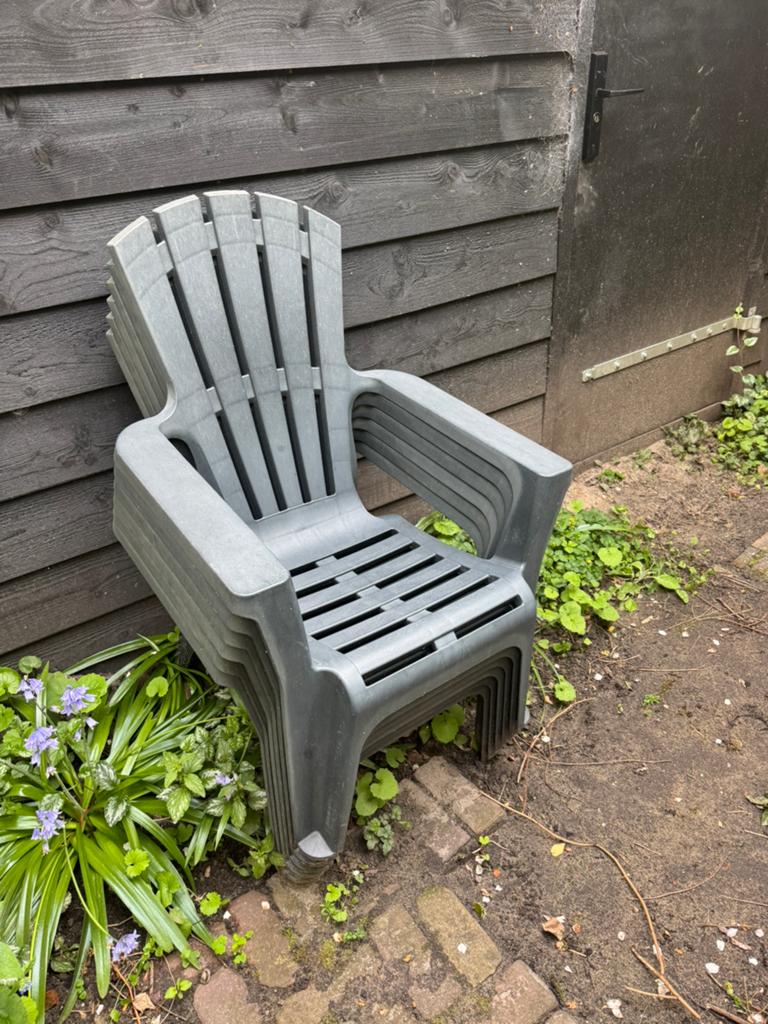 6 tuinstoelen, Ophalen, Gebruikt, Kunststof