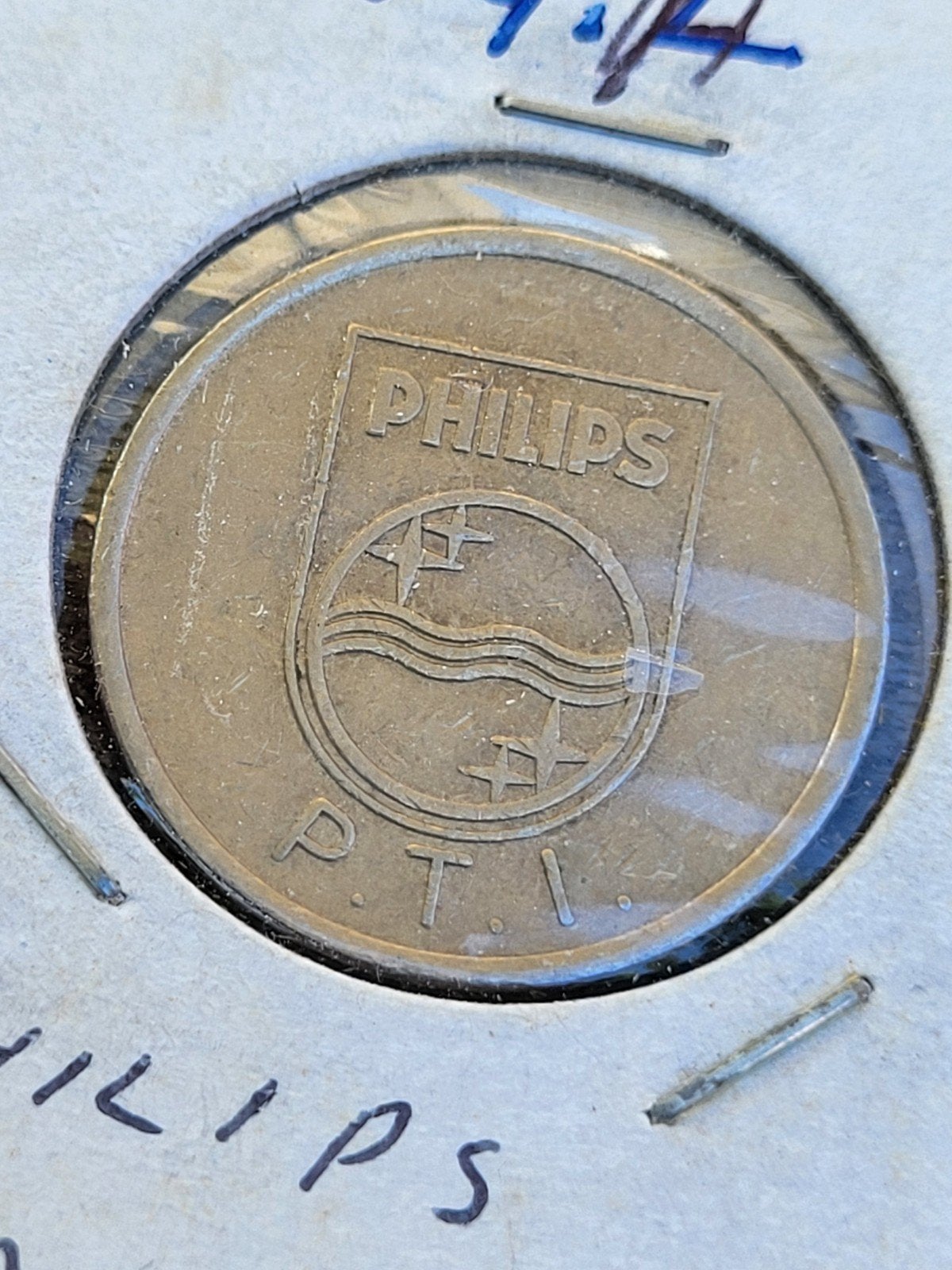 Vintage Philips PTI Token / Munt met oud logo, Postzegels en Munten, Penningen en Medailles, Ophalen of Verzenden