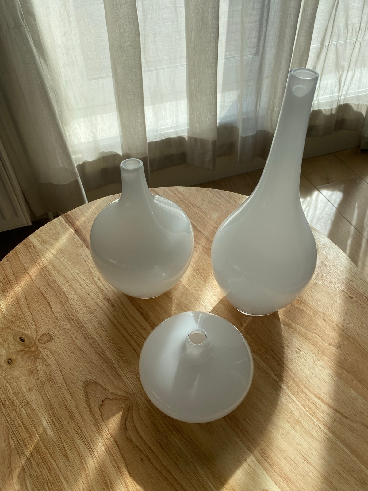 Set van 3 IKEA Vazen - Wit opaline Glas- Johanna Jellinek, Wit, Ophalen of Verzenden, 75 cm of meer, Glas