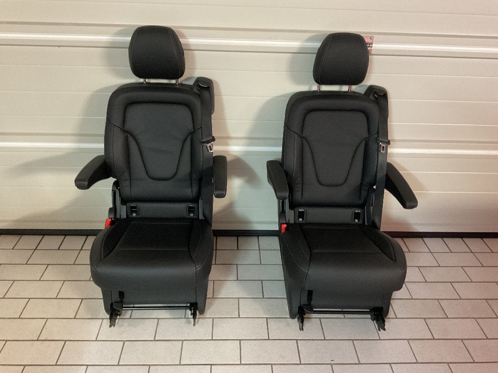 2 stuks Mercedes V-klasse W447 Stoelen Lugano zwart leder, Ophalen, Gebruikt, Mercedes-Benz