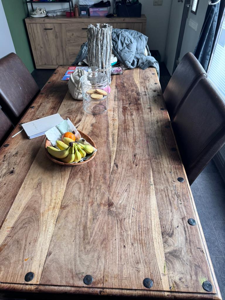 Eettafel, Huis en Inrichting, Tafels | Eettafels, Gebruikt, Vijf personen of meer, 150 tot 200 cm, Rechthoekig
