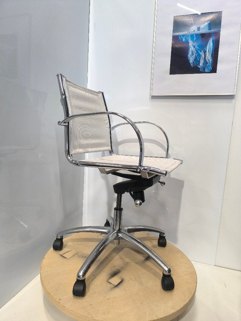 SILAND TECHNO - kantoor-/vergaderstoelen – wit leer,9st, Gebruikt, Wit, Ophalen of Verzenden, Bureaustoel