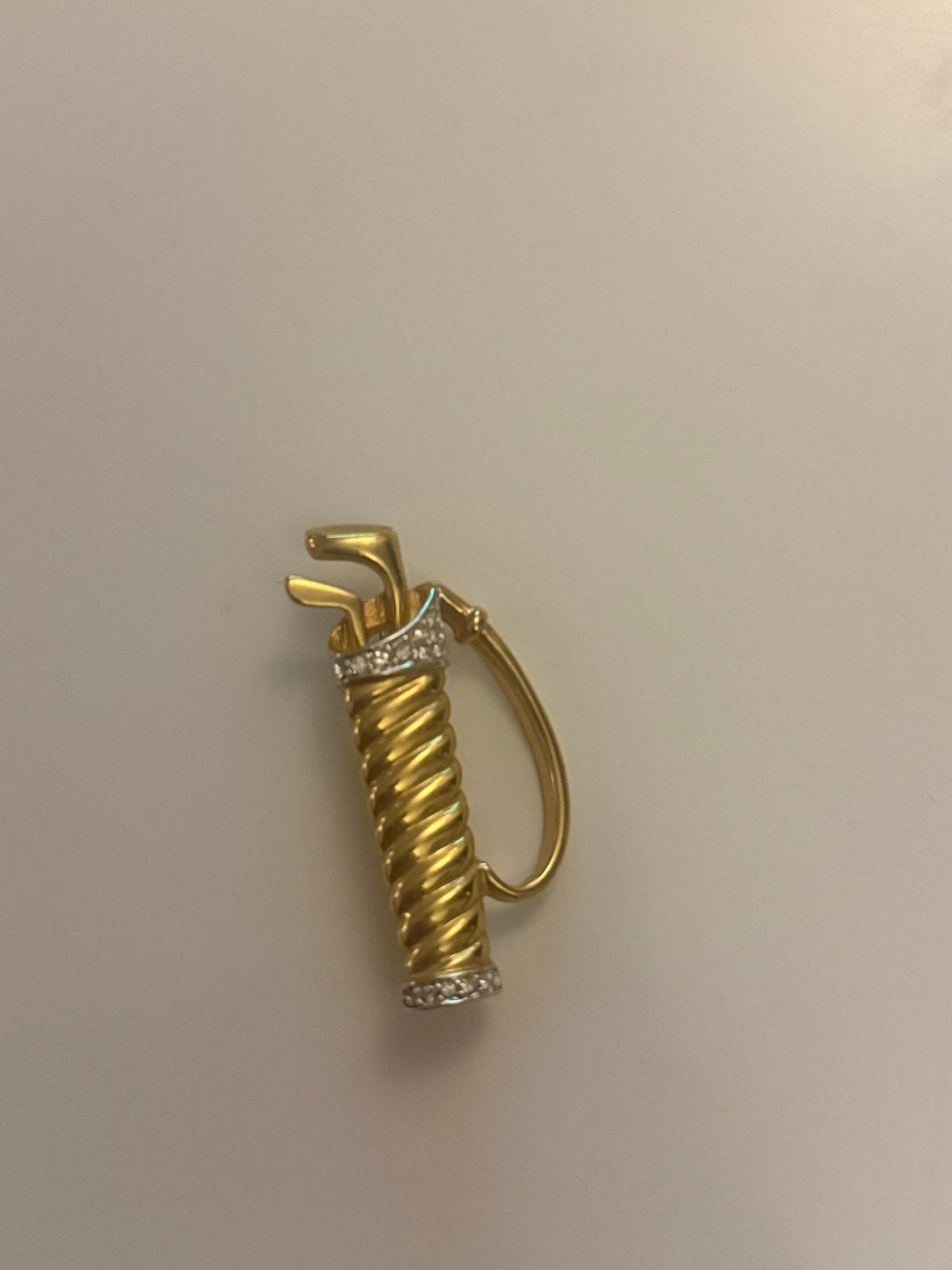 Vintage Gouden Golftas Broche met Strass, Overige materialen, Gebruikt, Minder dan 4 cm, Ophalen of Verzenden