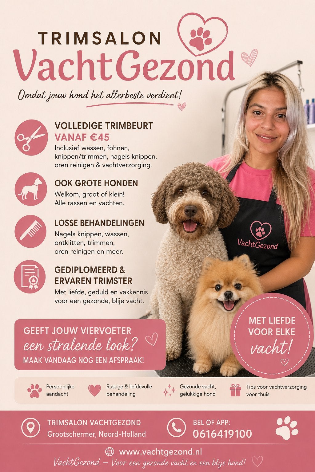 Hondentrimmer Grootschermer | Alkmaar | Ook trimmen aan huis
