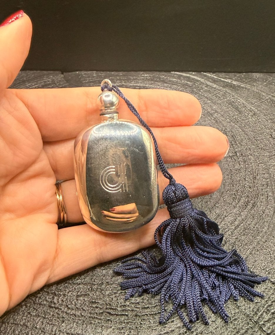 Zilveren 925 Parfumflesje met Blauwe Pluim, Verzenden, Zilver