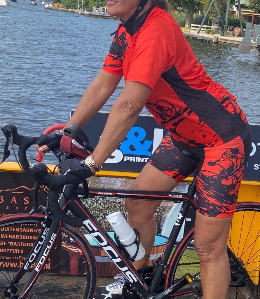 2-delige set rood-zwart mt. 40, Maat 38/40 (M), Ophalen of Verzenden, Zo goed als nieuw, Hardlopen of Fietsen