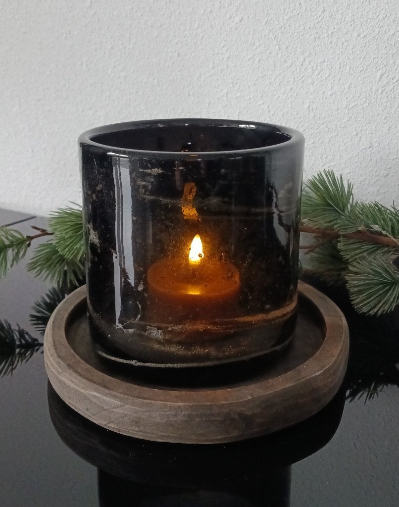 Windlicht Puur Wonen 14 x 14, Ophalen, Windlicht, Bruin, Glas