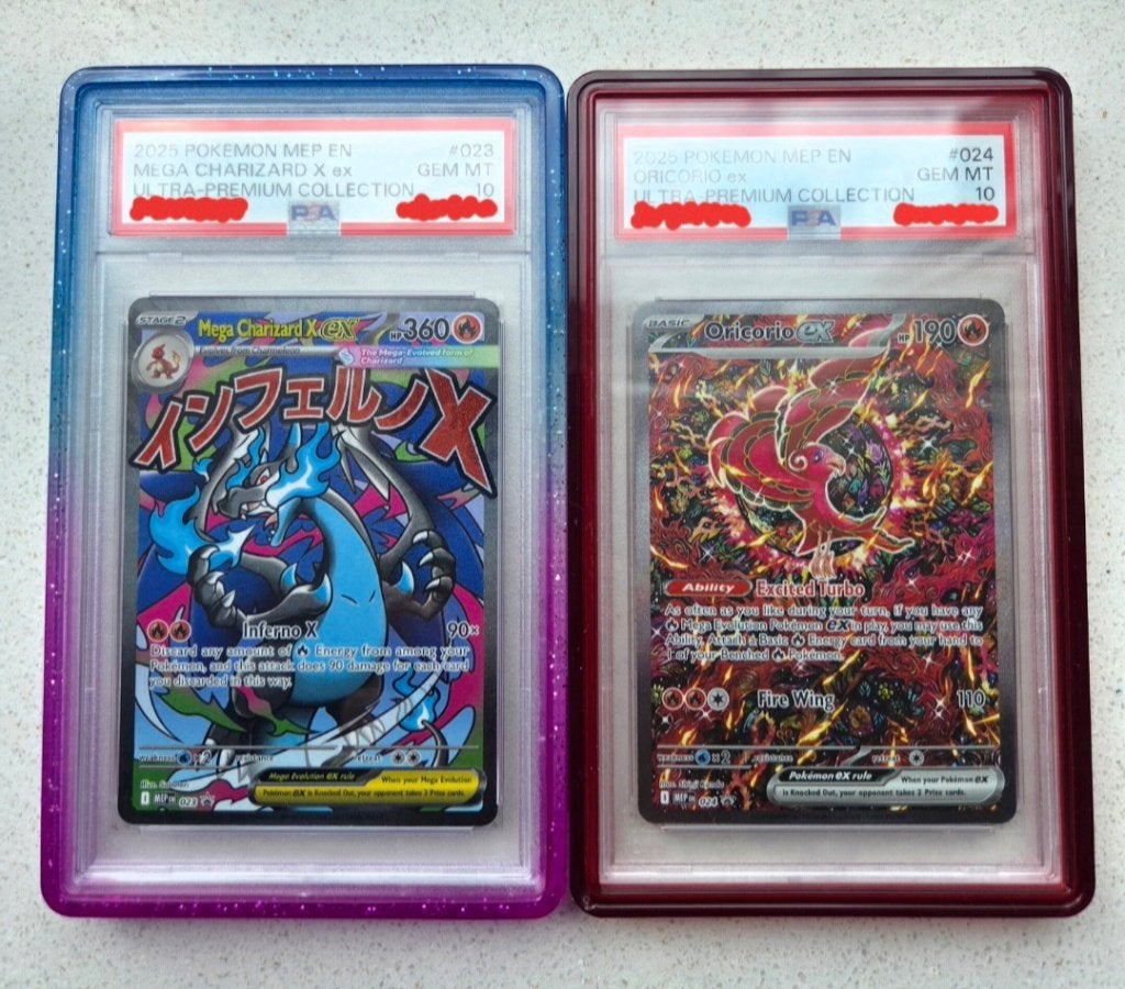 Mega Charizard x ex 023 Oricorio ex 024 PSA 10, Ophalen of Verzenden, Zo goed als nieuw, Losse kaart