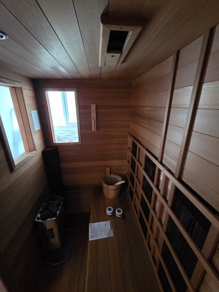 Complete sauna met zowel infrarood als traditionele kachel, Ophalen, Zo goed als nieuw, Infrarood, Complete sauna