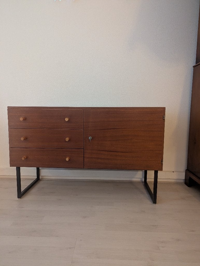 Vintage sideboard – Teakhouten look, Ophalen, Gebruikt, Teakhout, 50 tot 100 cm