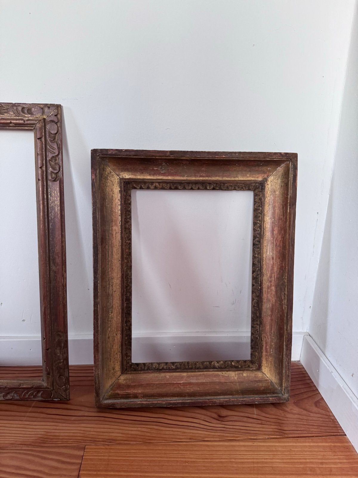 Set van 3 Antieke Houten Fotolijsten - Diverse Maten, Ophalen, Bruin, Gebruikt, Met sierrand